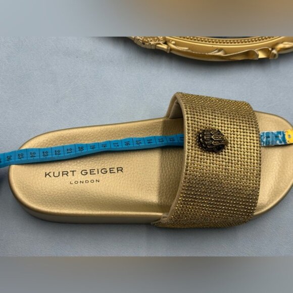🆕 KURT GEIGER LONDON 🧿 NWOB Meena Eagle Gold Crystal Studded Slide, Sz US 8 - Picture 13 of 13